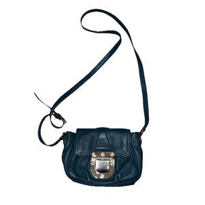 Michael Kors Dark Green Pebbled Leather Pushlock Flap Closure Mini Crossbody Bag